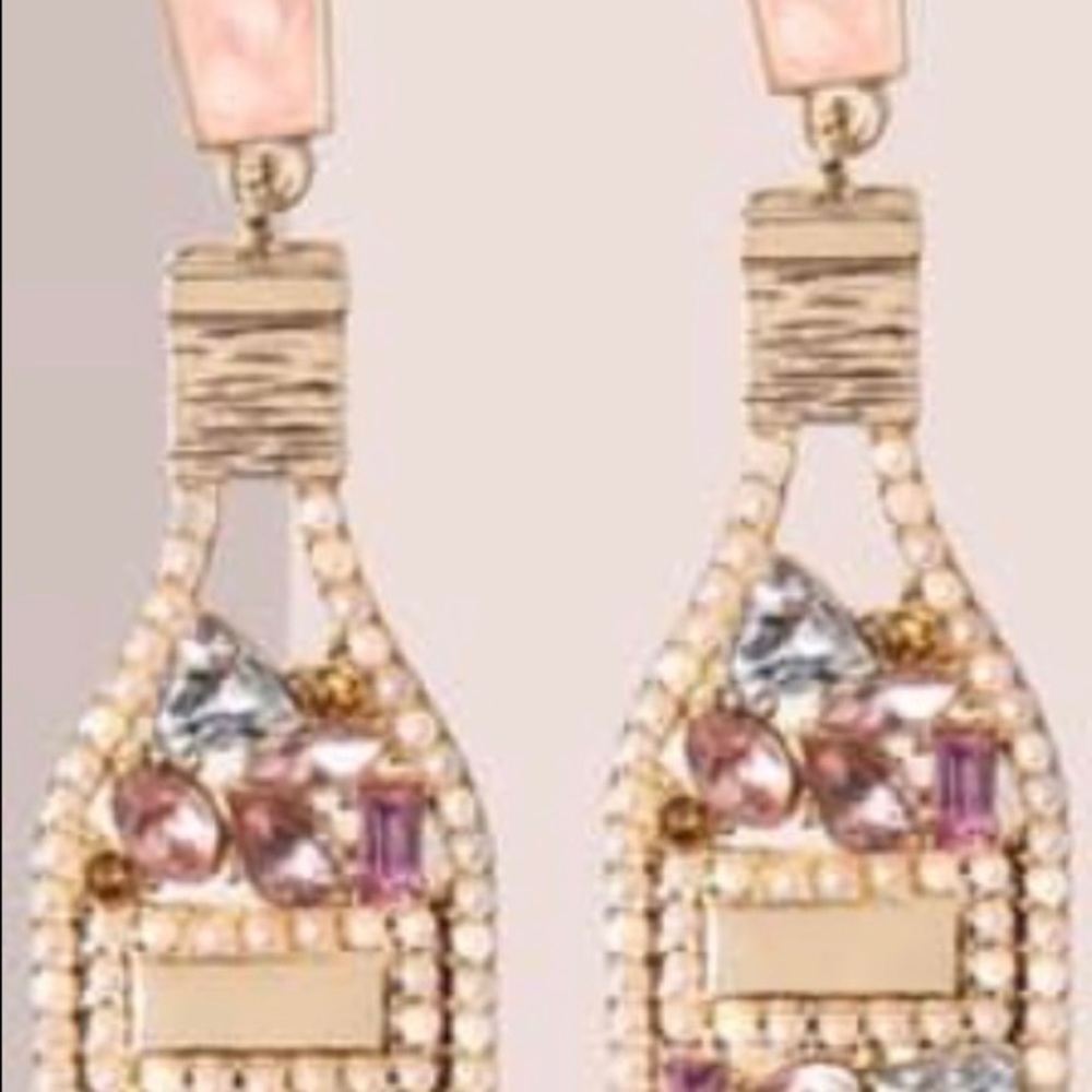 PlunderDesign champagne earrings multi color rhinestones set in gold